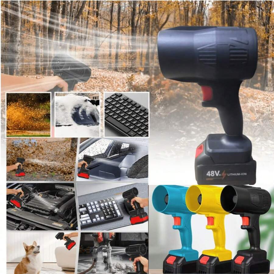 Mini High-Power Cordless Blower - Wireless Hair Dryer With Battery And Fast Charger, Lightweight For Yard/Lawn Cleaning And Car Drying - Multicolor - View 1
