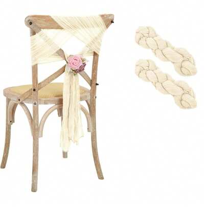 2 piezas Conjunto de cintas con lazo para respaldo de silla de pasillo de boda, adecuado para decoraciones de silla de eventos de boda, fiestas y banquetes