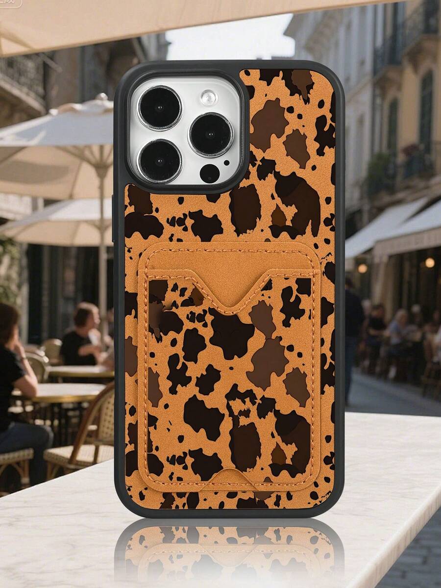 Brown Camo Speckle Urban Edge Design Leather Wallet Case With Card Holder Compatible With IPhone 13, 13 Pro, 13 Pro Max, 14, 14 Pro, 14 Pro Max, 15, 15 Pro, 15 Pro Max, 16, 16 Pro, 16 Pro Max, 17, 17 Air, 17 Pro, 17 Pro Max, Built For Bold Statement, Thoughtful Gift For Friends And Family On Memorable Days. - 棕色 - 查看 1