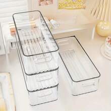 1pc Bohemian Style Transparent Acrylic Stackable Storage Box With Handles - Space-Saving Organizer For Cosmetics, Underwear, Socks, Kitchen Utensils, Clothing, And More - Durable Plastic Material, Multi-Functional Drawer Organizer - Multicolor - View 2