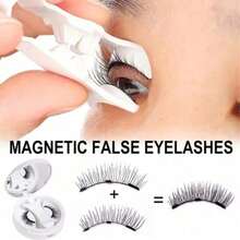 Professional Magnetic Lashes Set Model, Reusable Glue-Free False Eyelashes With Clip, Exquisite Makeup Style Wispy Lashes, 50 Degree Curl Lightweight Magnetic Eye Lash Extensions, High Density Bold Look For Party Travel, Portable Makeup Tool - CT3/7-13mm/26mm - 查看 2
