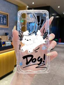 1pc Minimalist Escaping Dog Pattern Cream Marble Texture Thick Anti-Fall Precise Hole Lens Protection Phone Case, Compatible With Iphone 17/17 Pro/17 Pro Max/17 Air/16/11/16 Pro/16 Plus/16 Pro Max/16e/15 Pro Max/13/14/12/11/7G/8P, Galaxy S26/S25/S25 Plus/S25 Ultra/A05/A05S/A06/A07/A16/A17/A23, Fashionable Choice For Users - Clear - View 5