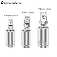 旋转接头套筒适配器通用冲击延长杆方头驱动 1/4 (6.35mm) 3/8 (9.5mm) 1/2 (12.5mm) SAE 头 360 度汽车维修扳手工具 - Swivel Socket Joint Adapter - 查看 5