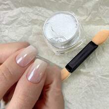 Pearl White Nails Glitter Dust  Y2 1Box Moonlight White  Powder Pigment For Glazed Donut Nail Art, Moonlight Powder Mirror Effect Glitter 1pc Eyeshadow Sticks DIY Nail Charms Nail Gems Nail Supplies - 白色 - 查看 8