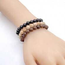 Men's Wooden Tiger Skin Sandalwood Bracelet 1 Pc - Coffee Brown - View 2