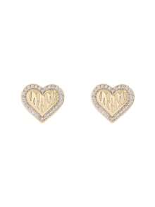 PLINEWAX Fashionable Silver-Tone Heart-Shaped Earrings With Sparkling Crystal Inlay, Delicate Heart Earrings, Everyday Jewelry - Gold - View 10
