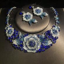 1 Set de Joyas de Diseño Floral Elegante y Lujoso, 3 Piezas (Aretes y Collar), Adecuado para Novias, Bodas, Banquetes y Fiestas - Conjuntos de joyas - Ver 4