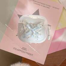 蝴蝶结耳机套，白色耳机保护套，波浪形耳机保护壳，适用于 1/2/3/4/Pro - 白色 - 查看 9