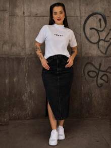 Women's Blouse, High Neck T-Shirt, , Elegant, Casual, 100% Premium Cotton - 白色 - 查看 1