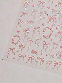 1pc 5D Crystal Diamond Nail Sticker, Pink Swan Flower Frame Butterfly Pattern, Self-Adhesive Nail Art Sticker, Cute DIY Decorative Accessory Nails Nail Stickers - 多色-3 - 查看 5