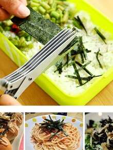 Stainless Steel Kitchen Scissors - Multi-Functional Scallion & Herb Knife For Grilling And Indoor Cooking, Also Suitable For Paper Cutting - Durable, Comes With Protective Case And Integrated Cleaner, Seasoning Processing Tool, Essential Kitchen Accessory, Random Style - Multicolor - View 6