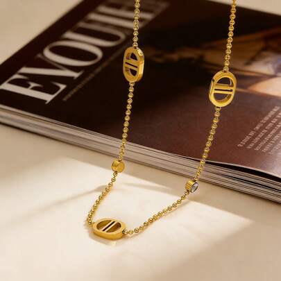 قلادة حرف D مزدوج للنساء، قلادة خانق من الفولاذ المقاوم للصدأ مرصعة بزركونيا مكعبة اصطناعية، مناسبة للاستخدام اليومي والكاجوال والحفلات وعيد الحب وعيد الميلاد