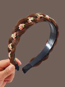 1件装女士时尚焕颜宽檐假发，绣花编织发带，适合日常佩戴，夏季、假日、旅行 - 彩色 - 查看 5