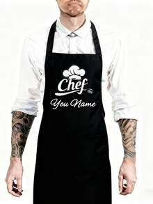 Customized Black Kitchen Cooking Apron, Modern Polyester Oil-Proof Apron, Black Kitchen Apron, Polyester Material Suitable For Gardening, Kitchen And Housework - Multicolor - View 5