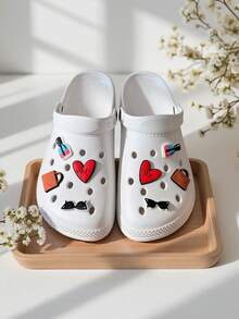 新款可爱小熊图案透气一脚蹬凉鞋，简约轻便多功能室内/室外减震人字拖，女士款 - 白色Ax - 查看 10