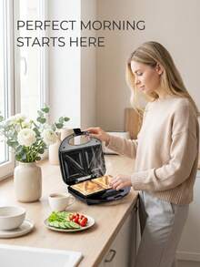 SOKANY 08112 Máquina para hacer sándwiches, máquina multifuncional para hacer sándwiches y prensa para pizza, máquina para hacer sándwiches y prensa para panini antiadherente, calentamiento rápido, revestimiento antiadherente, fácil de limpiar, luz indicadora incorporada, fácil de limpiar y guardar, asa de tacto frío - Tipo de Enchufe A USA (110-127V) - Ver 2