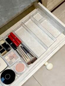 1个/2个/3个/4个/6个装透明收纳盒，大容量桌面整理盒，多功能浴室收纳盒，适用于存放化妆品、文具、便签、文件及其他杂物。适用于家庭、学校、办公室，母亲节礼物佳选。 - 透明 - 查看 8