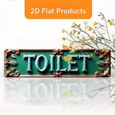 1pc 2D Flat Vintage Style Iron Sign Plate "Toilet", Size 10X40cm (3.9X15.7 Inches). It Is An Ideal Choice For Home Decor, Suitable For Bathroom, Kitchen, Office, Cafe And Country Style Indoor Decoration.