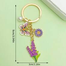 1/5/10/15pcs Set Mini Daisy, Butterfly, Heart & Pearl Keychain Pendant, Mother's Day Bag Charm Party Jewelry Gift - Purple Daisy Pearl Butterfly Pendant (1 Piece) - View 4