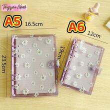 A5 6-Ring Daisy Loose Leaf Binder Cover, Replaceable Transparent 1-Slot, 2-Slot, 4-Slot Inserts, DIY Memo Notebook, Stationery Storage Box, Back To School Essential, Holiday & Birthday Gift - Multicolor - View 10