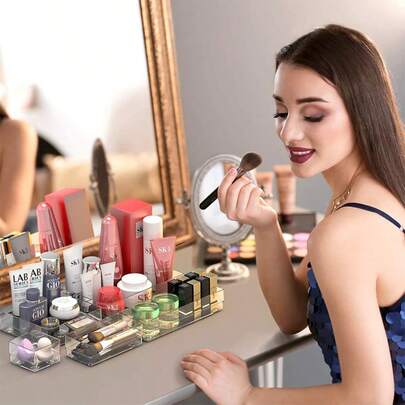 1 قطعة / 5 قطع / 9 قطع / 13 قطعة / 25 قطعة مجموعة صناديق تخزين درج بلاستيكية شفافة، خيارات تركيب متعددة، منظمات درج متعددة الوظائف للحمام والمكياج والغرفة والمطبخ والمكتب والحيوانات الأليفة، مع أدراج، توفير المساحة، لتنظيم الضروريات اليومية، وتزيين أعياد الخريف، وديكور الغرفة والمنزل، وديكور الخريف، وديكور غرفة النوم