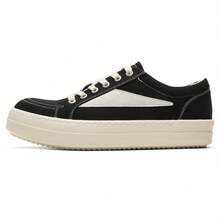 Casual Niche Thick-Soled Height-Increasing Casual Sneakers In American Black And White Low-Top Style - 25023 Vải đen - Xem 9