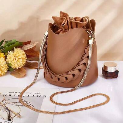 1 pieza Cadena con colgante de cola de zorro, conector de cadena metálica, cadena de hueso de serpiente, cadena cruzada diagonal, accesorio de moda para bolso, colgante de bolso para mujer, cadena plana para bolso, correa de bolso metálica, reemplazo de correa de hombro de cadena gruesa, cadena para bolso de hombro y axila