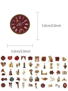 50张复古红色贴纸，节日礼物，派对和家居装饰，班级奖励，生日礼物，装饰剪贴簿，笔记本电脑，行李箱，吉他，水杯，手机壳，DIY贴纸，剪贴簿用品，文具，趣味贴纸，Kindle - 彩色 - 查看 10