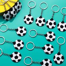 1个黑白足球钥匙扣，PVC材质，运动迷收藏背包挂件，柔软PVC钥匙圈挂饰 - 彩色 - 查看 3