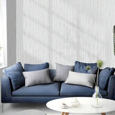 1roll Of Thickened Self-Adhesive Off-White Striped Wallpaper, Suitable For Living Room, Bedroom, TV Background Wall, Wardrobe Countertop Renovation, Waterproof, Easy-To-Remove Home Decoration Stickers.