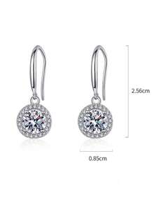 Bộ 2 bông tai bạc 925 cao cấp, đính 2 viên đá Moissanite 0.5 carat, thích hợp cho nữ giới đeo hàng ngày, dự tiệc, lễ hội, Ngày Valentine, Ngày của Mẹ, sinh nhật, quà tặng trang sức năm mới. - Bạc - Xem 3