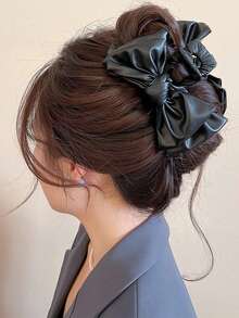 1个韩式优雅皮革蝴蝶结发夹 - 彩色 - 查看 1