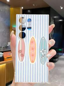1个复古条纹印花软透明手机壳，兼容华为荣耀、Galaxy A04e/12/A13/A14/A34/A50/A52/A53/A54/S21/S22/S23/S24/S25/S25Ultra/S25FE/S26/S26 Plus/S26 Ultra/S26 Edge、6A/7A/8A、12T/13T/15T/15T Pro - 無色 - 查看 6