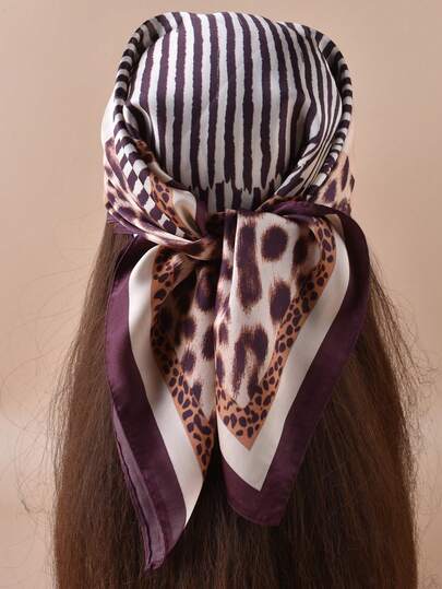 1pc Leopard Print Satin Scarf, Spring New Women's Hair Accessory, Can Be Used As Waist Belt, Bag Decor, Silk Scarf, Headband Or Hair Tie, An Ideal Choice To Brighten Up Your Look