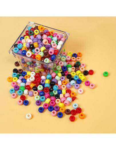 200 piezas de cuentas de caballo de plástico, cuentas de colores múltiples adecuadas para hacer pulseras, trenzar, manualidades DIY, joyería, llaveros y decoraciones, colores aleatorios