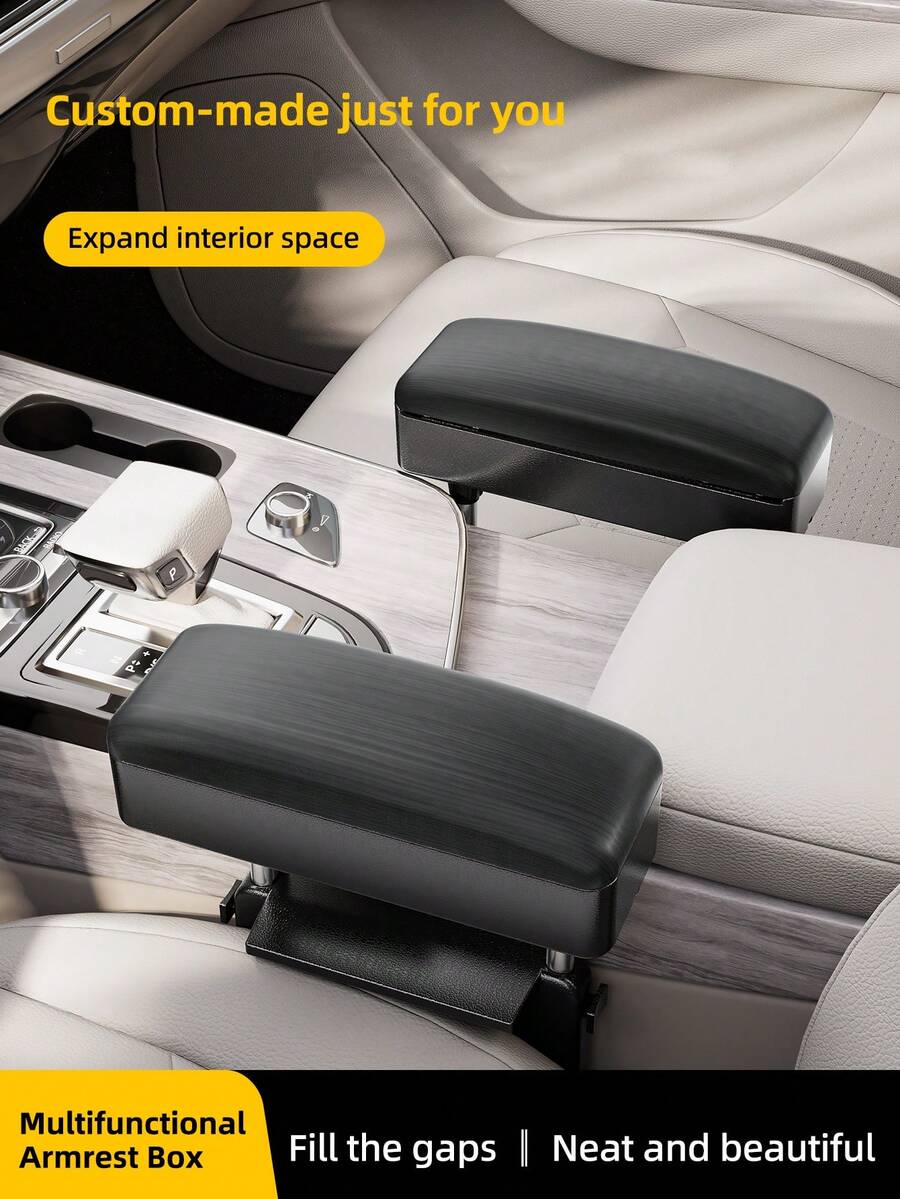 1 pieza Caja de almacenamiento para reposabrazos de coche, Caja de reposabrazos central multifuncional elevada, Soporte para el codo universal - A - Ver 1