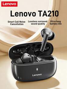 Lenovo 联想 TA210 无线蓝牙耳机 - 超长续航，入耳式运动耳机，ENC 主动降噪，四麦克风智能通话降噪，白色/月光白，黑色 - 礼品设计 - 黑色 - 查看 1