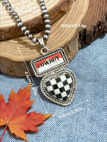 Women's Vintage Western Country Style Multi-Pattern Printed Necklace (4MM Pearls 16 Inch Length). Suitable For Daily Wear, Dates, Attending Theme Parties, You Will Get Lots Of Compliments From Friends When Wearing It - Multi-color Printed Necklace - View 8