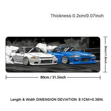 白色蓝色汽车图案桌垫，缝边鼠标垫，大号办公桌垫，防滑游戏鼠标垫，笔记本电脑桌垫，办公家用桌面书写垫 - 查看 16