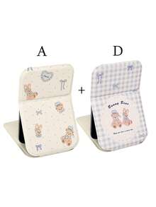 1/2pcs Cute Pink Bow Teddy Bear Folding Makeup Mirror, Adjustable Height Desktop Mirror, Portable Travel Pocket Mirror, Mini Handheld Mirror, Multiple Patterns Available, Birthday/Holiday Gift For Her - Multicolor - View 10
