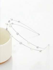1pc Shiny Bohemian Zinc Alloy Pearl Headband, Women Minimalist Rhinestone Hair Hoop, Suitable For All Seasons - Multicolor - View 1