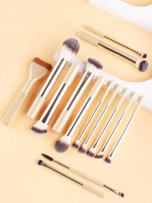 ronshadow 14Pcs Makeup Brushes Set With 2 Puffs & Bag - Soft Synthetic Foundation Powder Eyeshadow Blush Brush Kit - Portable Travel Cosmetic Tools - Multicolor - View 6