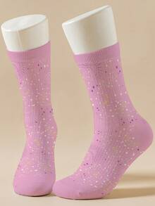 1双女士个性化袜子，360度数码印花，图案包括可爱的欢呼熊、许愿熊、爱心熊、天使熊、生气熊等，时尚简约，适合日常穿着及毕业/生日礼物。 - 彩色 - 查看 5