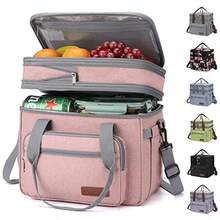 Maelstrom - Mochila Térmica para Comida 23L Hielera Plegable de Doble Nivel para Mujer y Hombre Bolsa de Almuerzo Aislante Impermeable con Bolsillo para Pañuelos Rosa Claro - Rosa claro - Ver 8