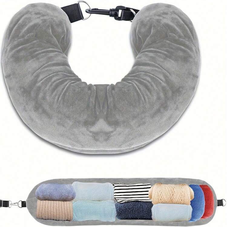 New Travel U-Shaped Pillow, Filled With Clothing, Portable And Convenient, Essential For Flights, Daily Carry, Travel, Picnics, And Outings - Multicolor - View 10