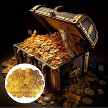 100枚海盗金币 - 桌面游戏筹码/密室逃脱道具/寻宝游戏币，是万圣节派对、海盗冒险主题活动和舞台剧的理想之选，精美金币设计，海盗主题配件 - 100pcs/pack - 查看 3