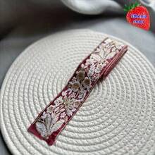 1.5码金属质感花卉刺绣蕾丝花边 - 莲花亮片设计，包含粉色、绿色和米色 - 适用于DIY工艺品和服装配饰的装饰丝带，圣诞节和万圣节蕾丝装饰，节日装饰 - 多色 - 查看 14