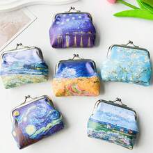 6pcs/Set Canvas Coin Purse, Card Holder, Pouch. Creative Painting Series, Can Hold Coins, Keys, Earphones - Multicolor - View 6