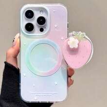 Rotatable Flower & Strawberry Design MagSafe Magnetic Slouchy Phone Holder, Air Cushion Expandable Strong Adsorption - Flower Strawberry - View 3