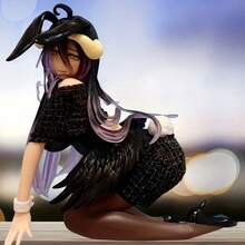 Albedo Bunny Girl Action Figure - Black Bunny Suit With Horns & Wings, Overlord Anime Peripheral Desktop Decoration - 1PC - View 1